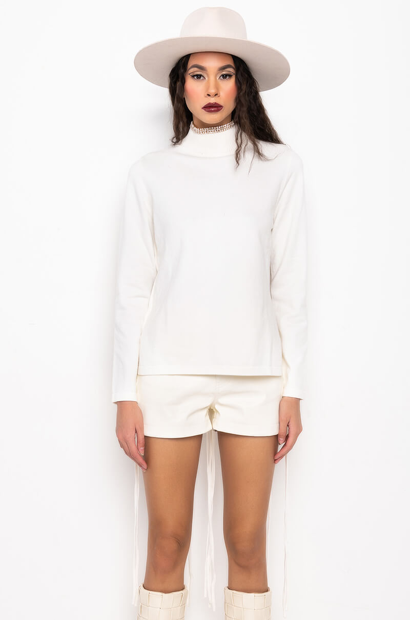 MAKE YOU MINE OPEN BACK RHINESTONE NET SWEATER