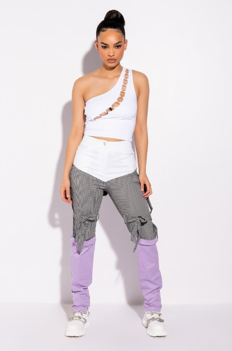 MAMMA MIA CUT OUT ONE SHOULDER TANK TOP