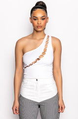 MAMMA MIA CUT OUT ONE SHOULDER TANK TOP