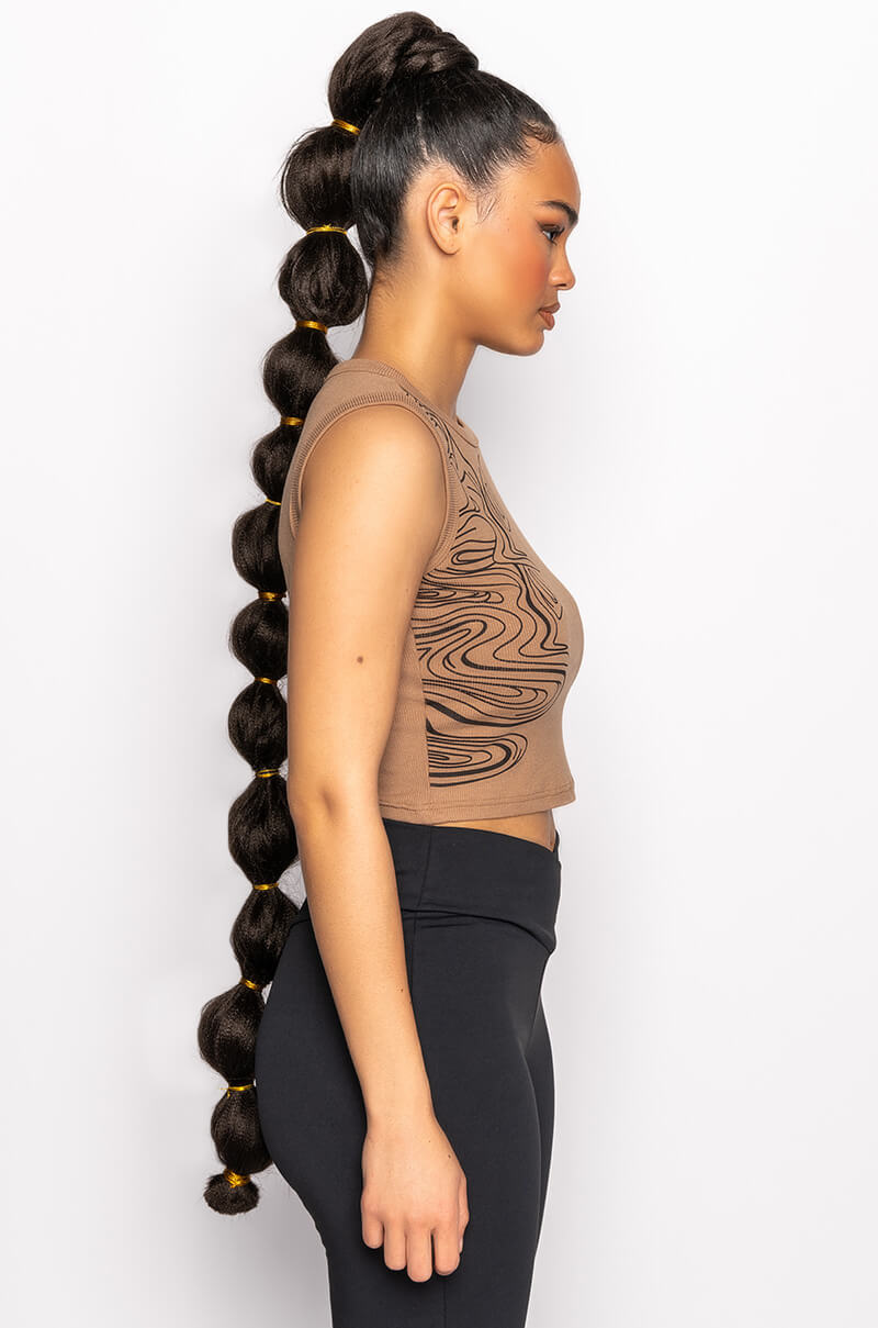 MANY MOODS CREW NECK GRAPHIC CROP TANK