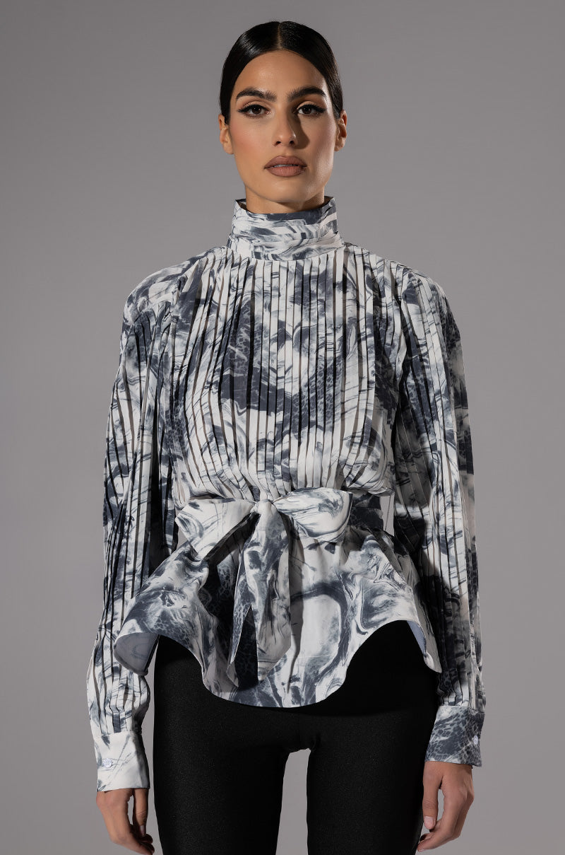 MARBLE PEPLUM BLOUSE