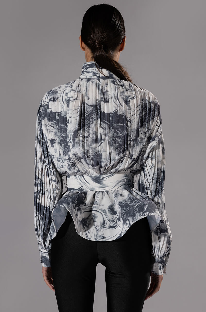 MARBLE PEPLUM BLOUSE