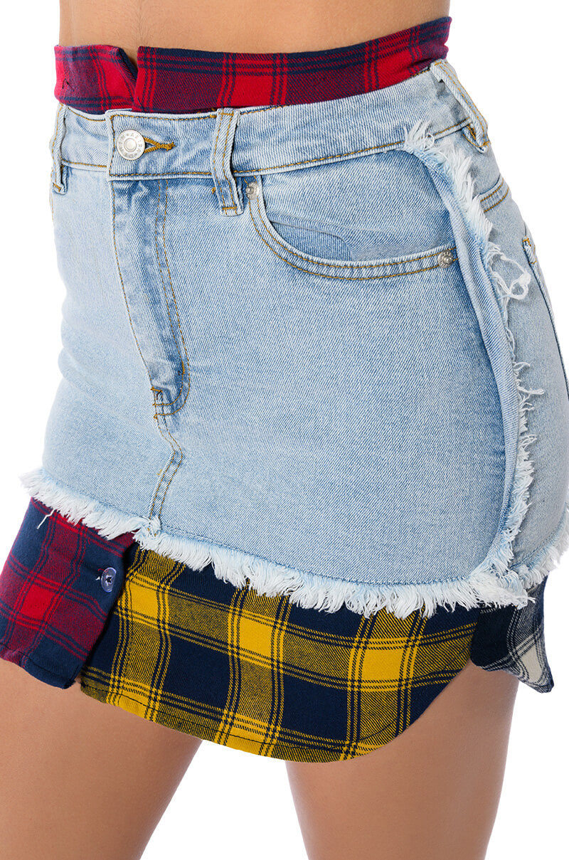 MARIANNA PLAID DETAILED MINI SKIRT
