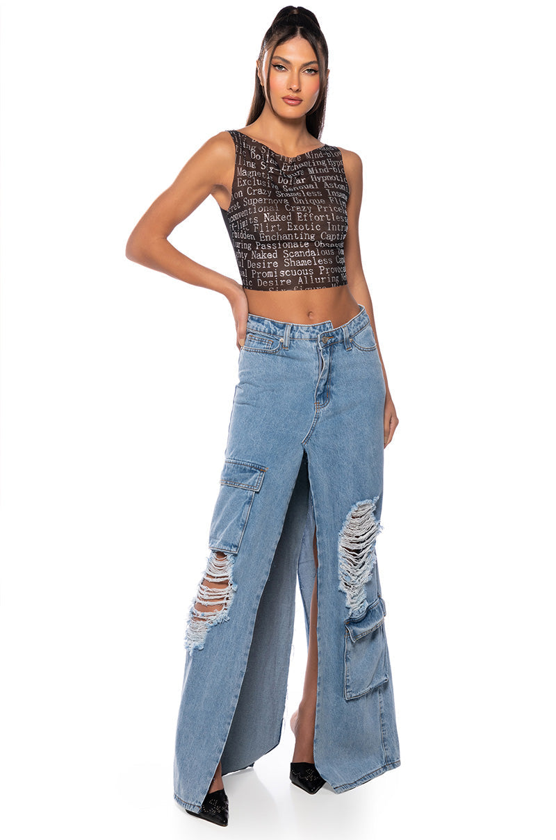 MASTERMIND SLIT MAXI DENIM SKIRT
