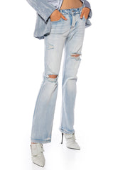 MONICA DISTRESSED LOW RISE JEANS