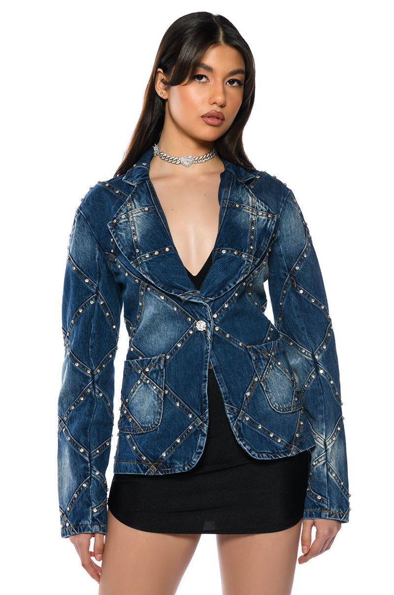 MEENA EMBELLISHED DENIM BLAZER