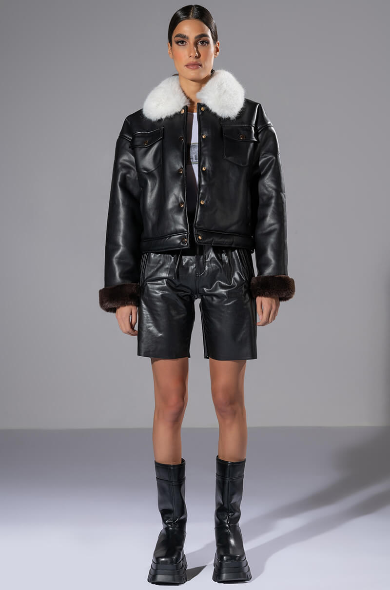 MEET ME AT OUR SPOT PU TRUCKER JACKET