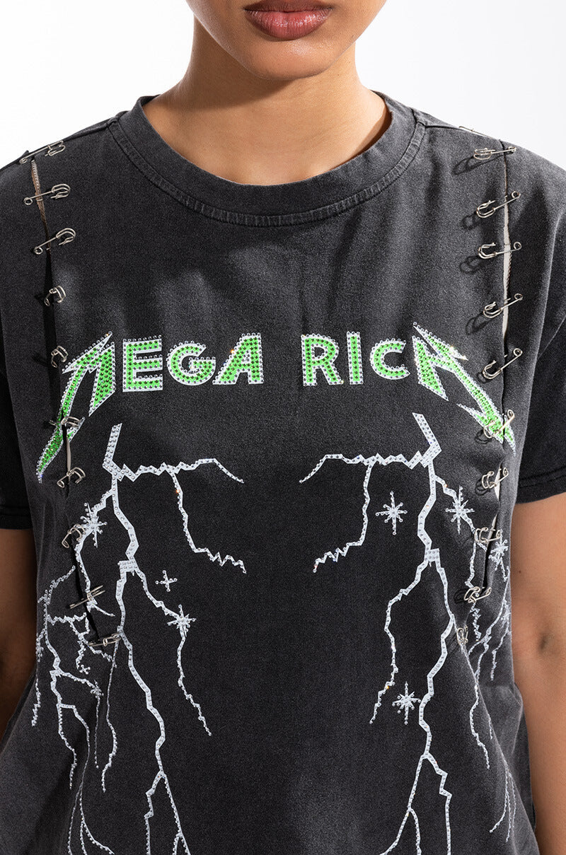 MEGA OR BUST EMBELLISHED GRAPHIC TSHIRT