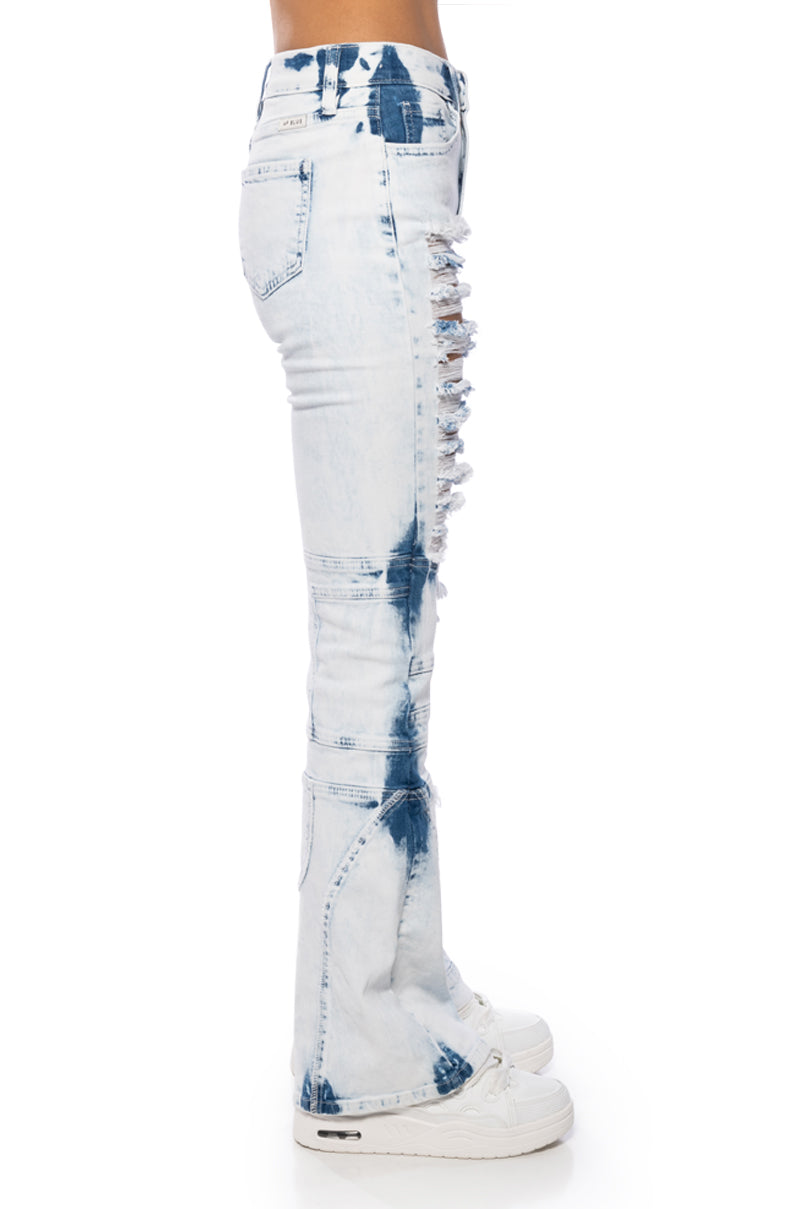 MEL ACID WASH FLARE DENIM JEANS