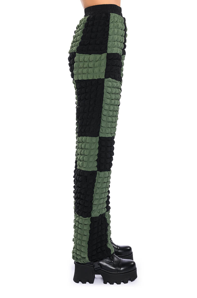 COLORBLOCK PUFF TEXTURED WIDE LEG PANT