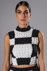 MET YOU SAN FRANCISCO COLORBLOCK SLEEVELESS PUFF CROP TOP
