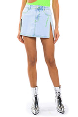 MIA DOUBLE SLIT MICRO MINI DENIM SKIRT