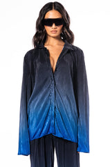 MIDNIGHT STUNNER OMBRE PLISSE BUTTON DOWN