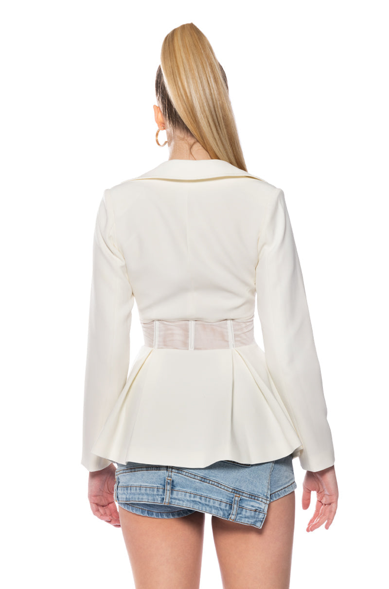 MILA CORSETED PEPLUM BLAZER