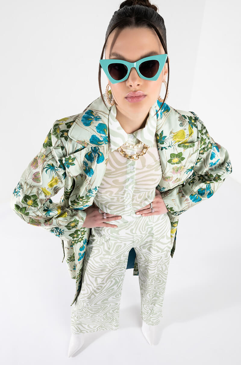 MILAN FASHION WEEK TAPESTRY TRENCH COAT