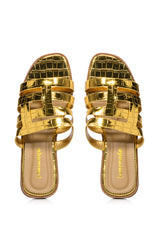 MILLI BASIC BRAID DESIGN FLAT SANDAL IN GOLD