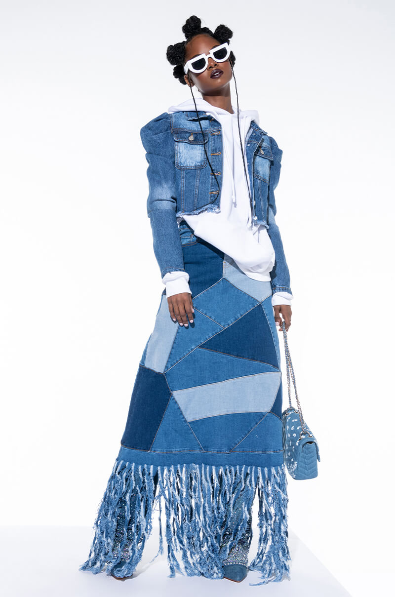 MICHELLE MAXI DENIM SKIRT
