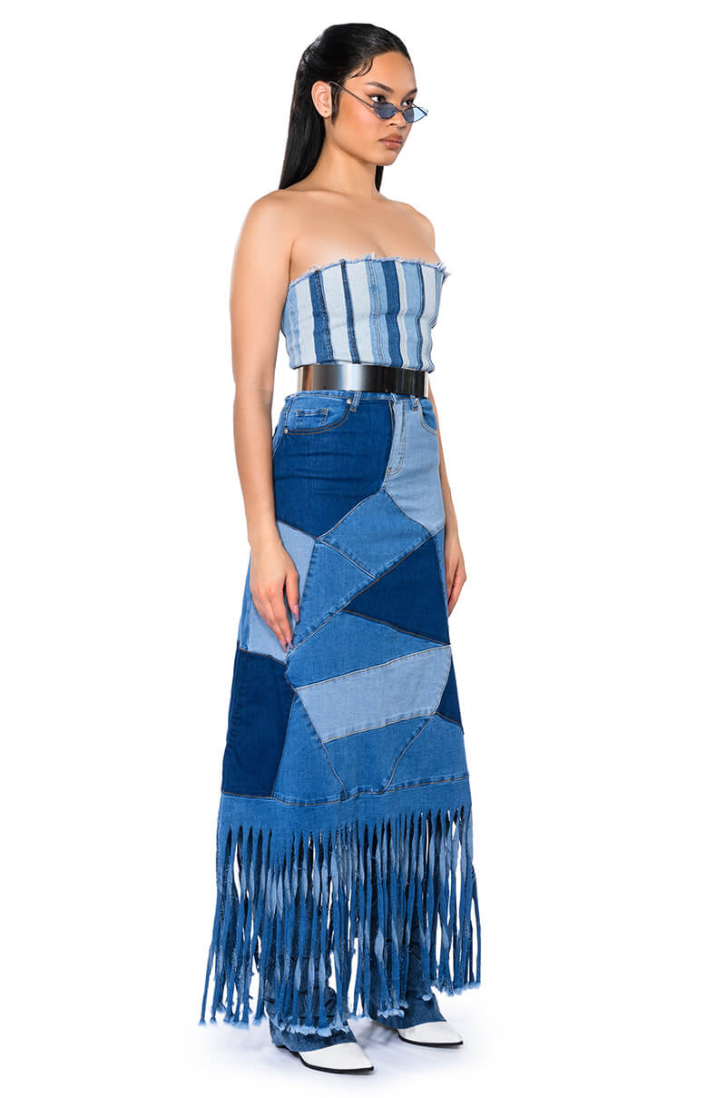 MICHELLE MAXI DENIM SKIRT