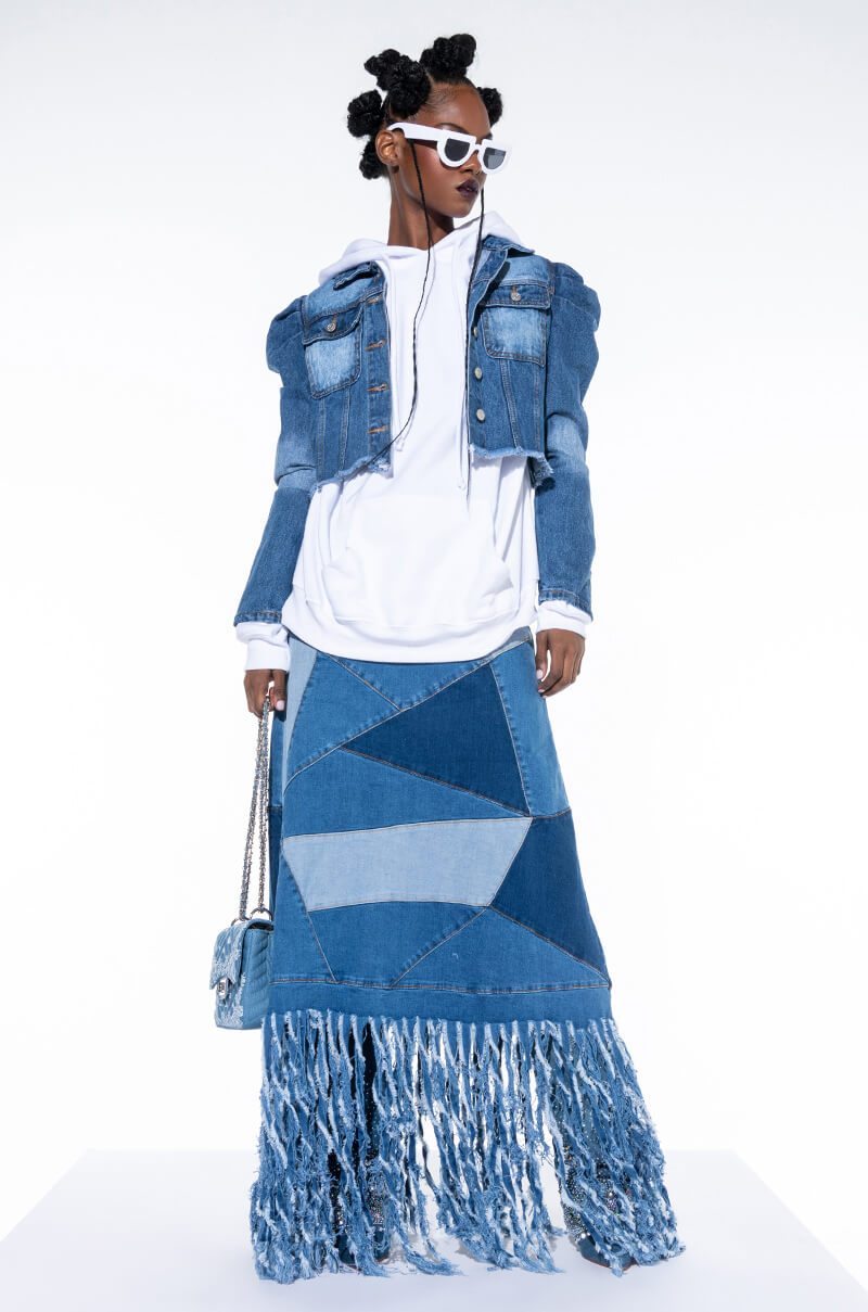MICHELLE MAXI DENIM SKIRT