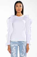 MODEL BEHAVIOR STATEMENT SLEEVE CREW NECK TOP