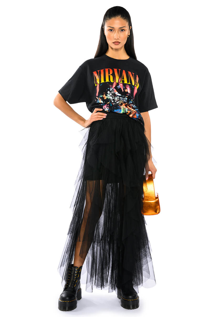 MODERN ROYALTY LAYERED MESH MAXI SKIRT
