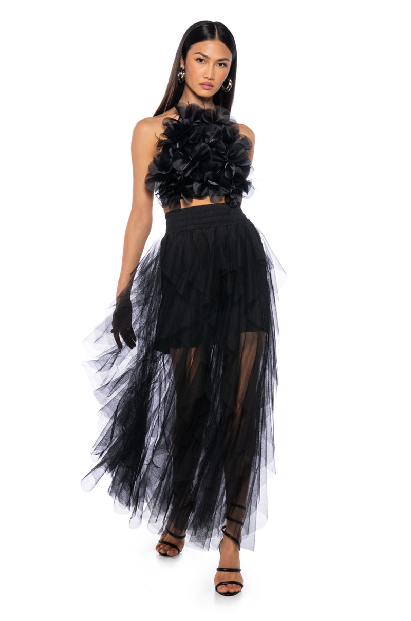 MODERN ROYALTY LAYERED MESH MAXI SKIRT