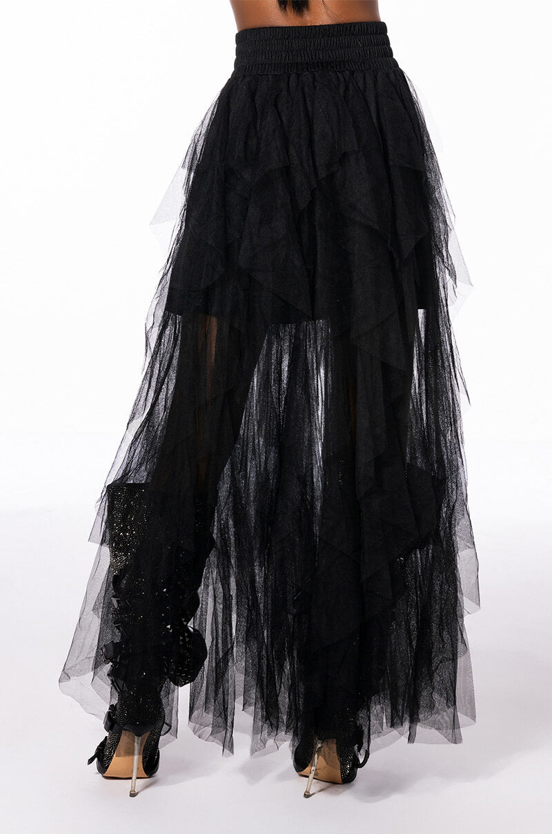 MODERN ROYALTY LAYERED MESH MAXI SKIRT