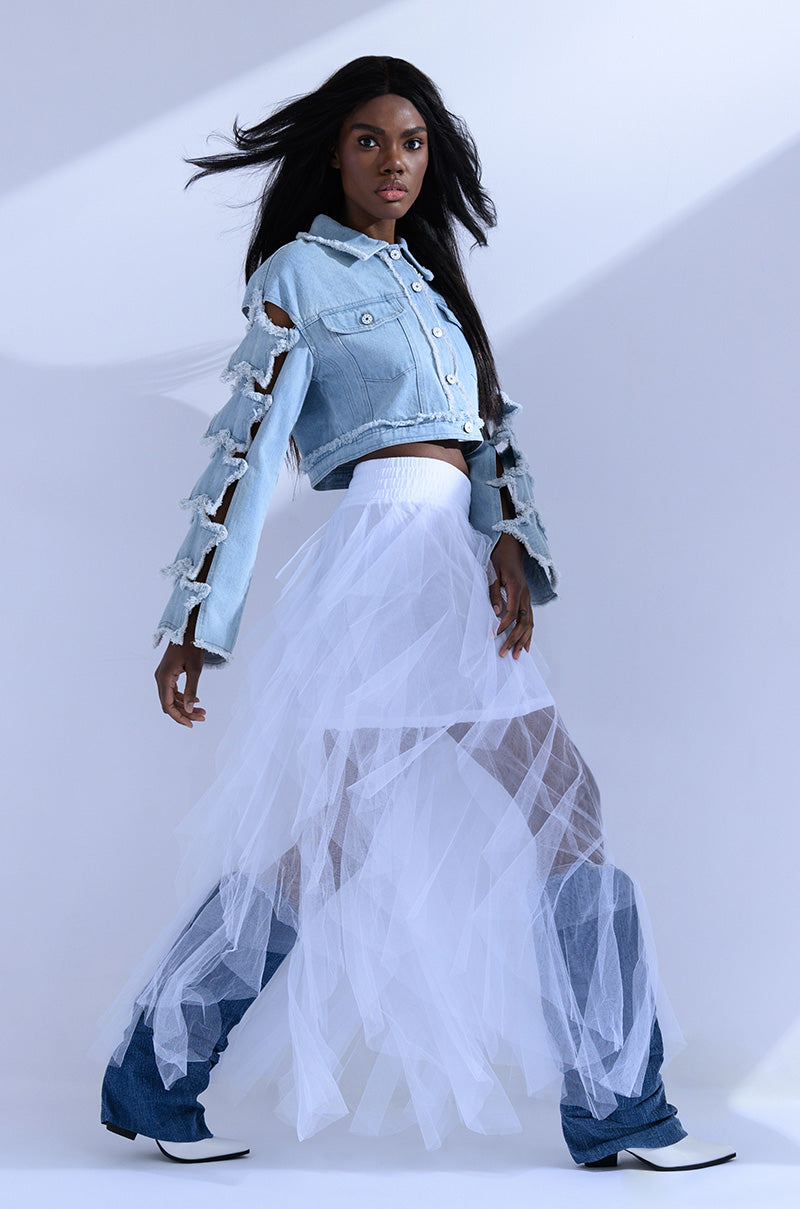 MODERN ROYALTY LAYERED MESH MAXI SKIRT