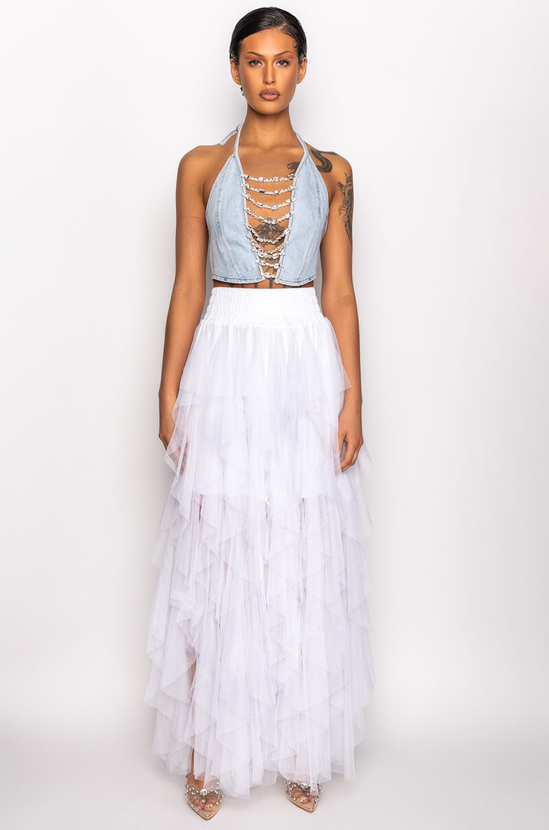 MODERN ROYALTY LAYERED MESH MAXI SKIRT
