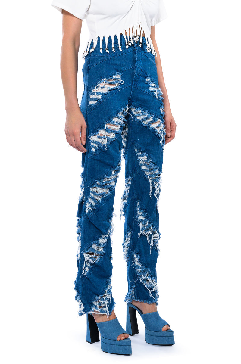 MONICA CONTOUR FRAYED JEANS