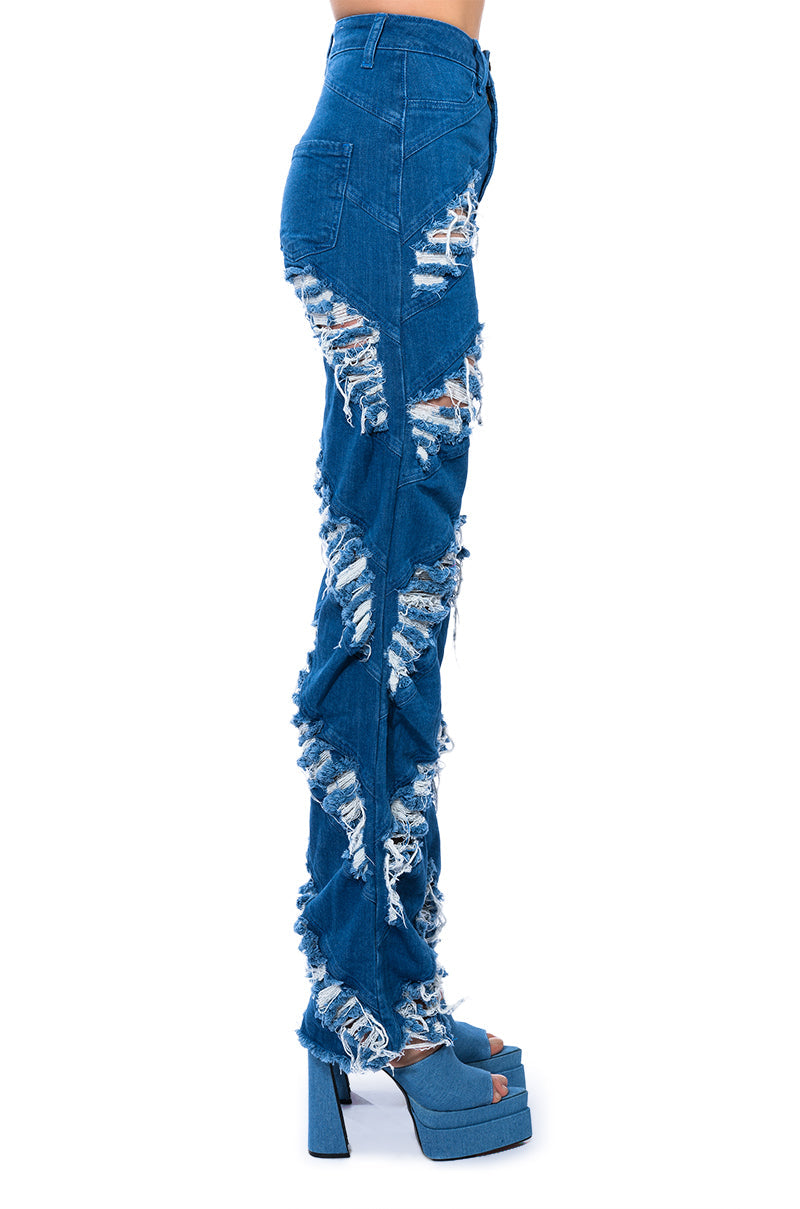 MONICA CONTOUR FRAYED JEANS