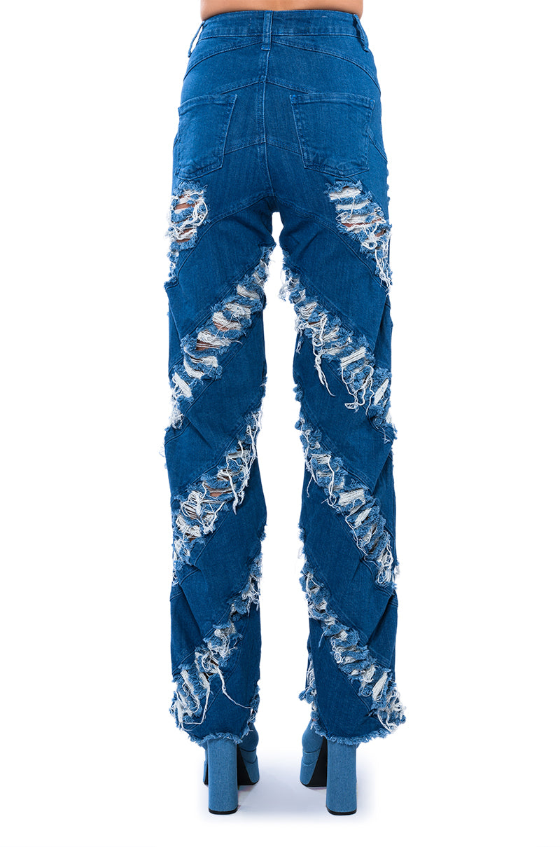 MONICA CONTOUR FRAYED JEANS