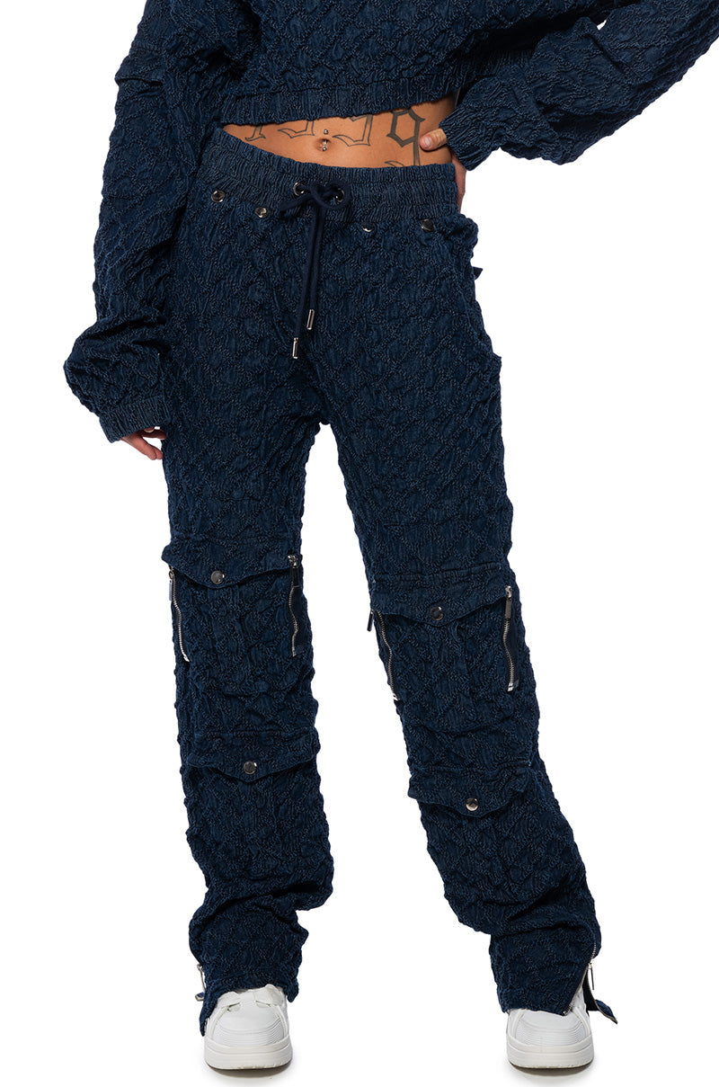 SHE IN HA MOOD TEXTURED WIDE LEG JOGGER