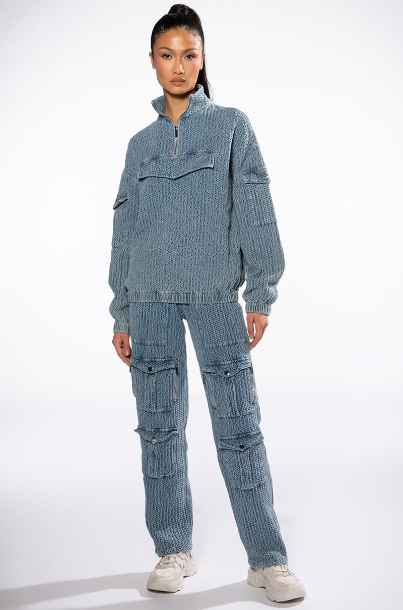 MONTE COZY POCKET DETAIL HALF ZIP SWEATSHIRT