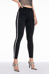 MOONWALKER RHINESTONE HIGH RISE SKINNY JEANS