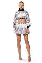 MORGAN BLOUSON SLEEVE PRINTED TURTLENECK BLOUSE