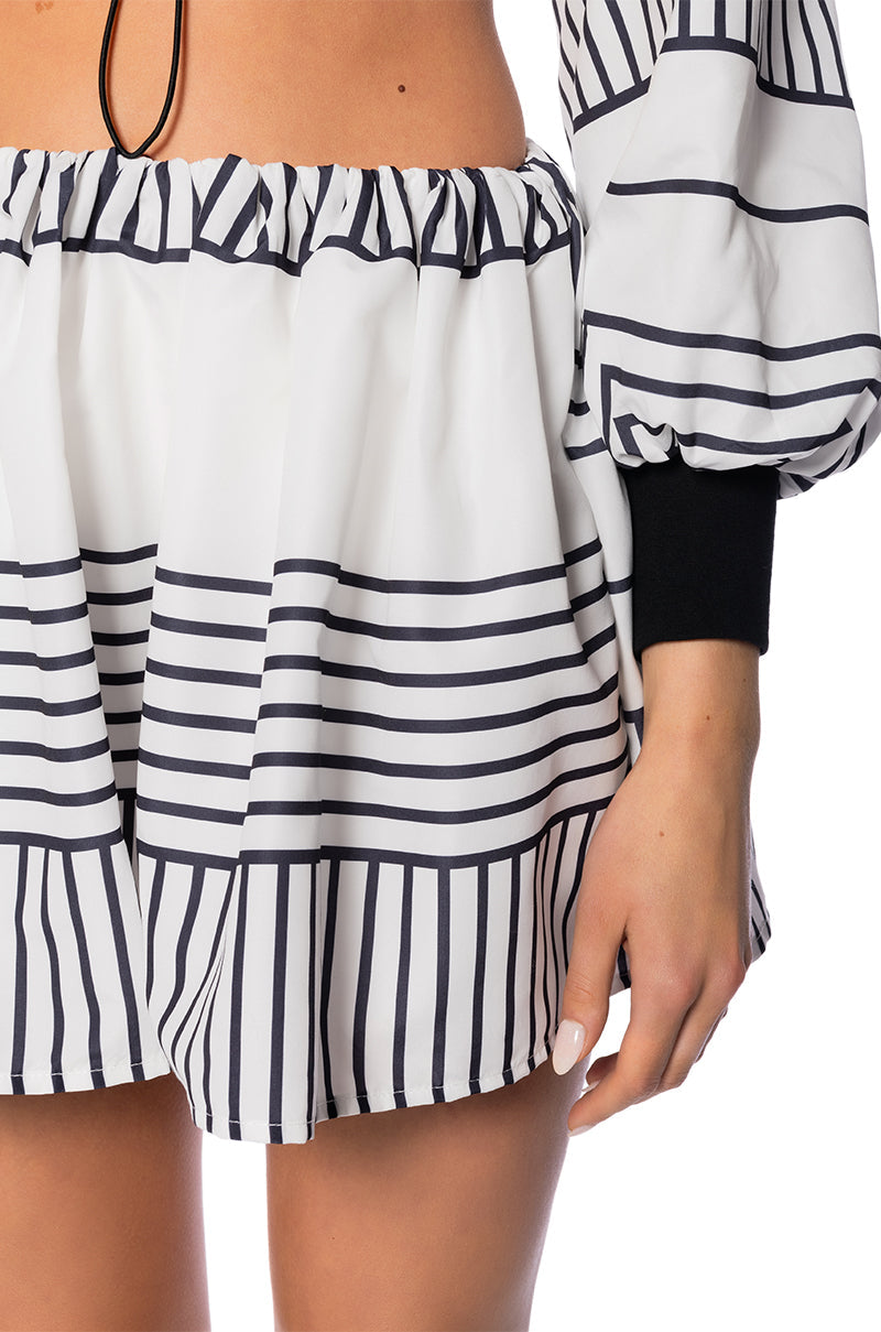 MORGAN PRINTED FIT AND FLARE MINI SKIRT