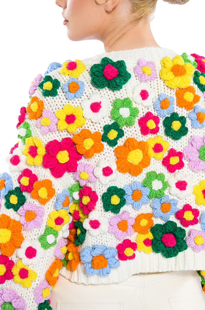 MOTHER NATURE FLOWER DETAIL CARDIGAN
