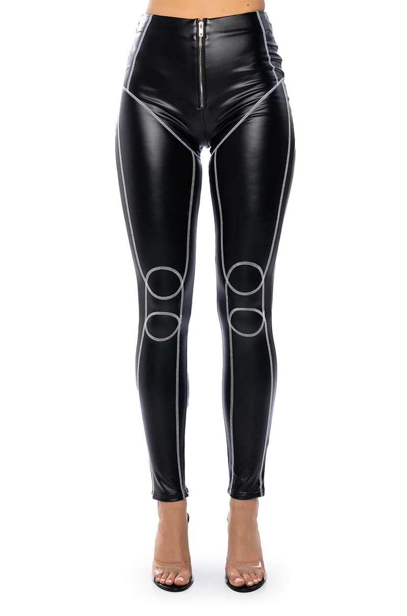 MOVE THROUGH FAUX LEATHER PANT