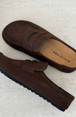 Cayson Loafer Slides Chocolate Faux Suede