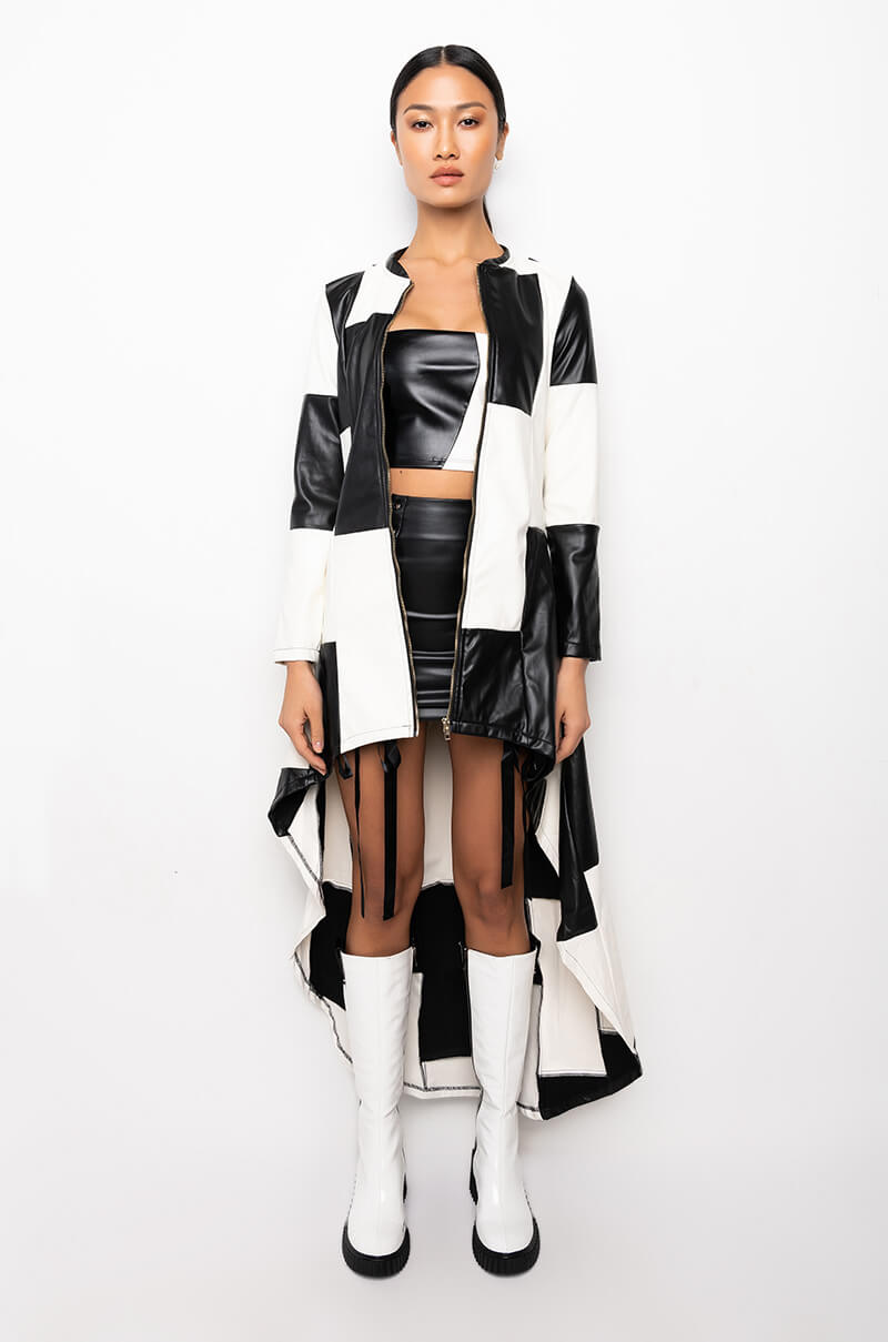 MY SUGAR BOO HI LO CHECKERED TRENCH