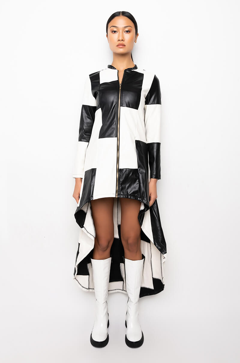 MY SUGAR BOO HI LO CHECKERED TRENCH