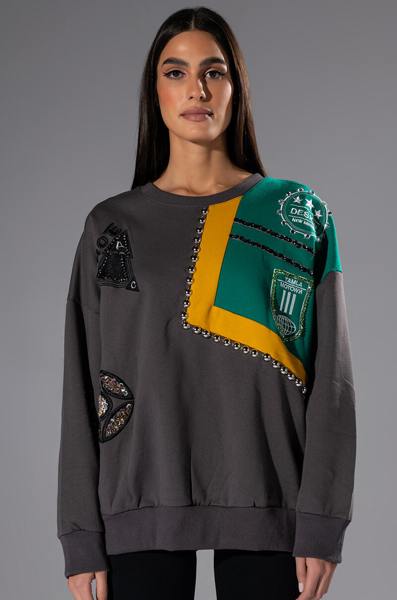 NALLY COLORBLOCKED CREW NECK