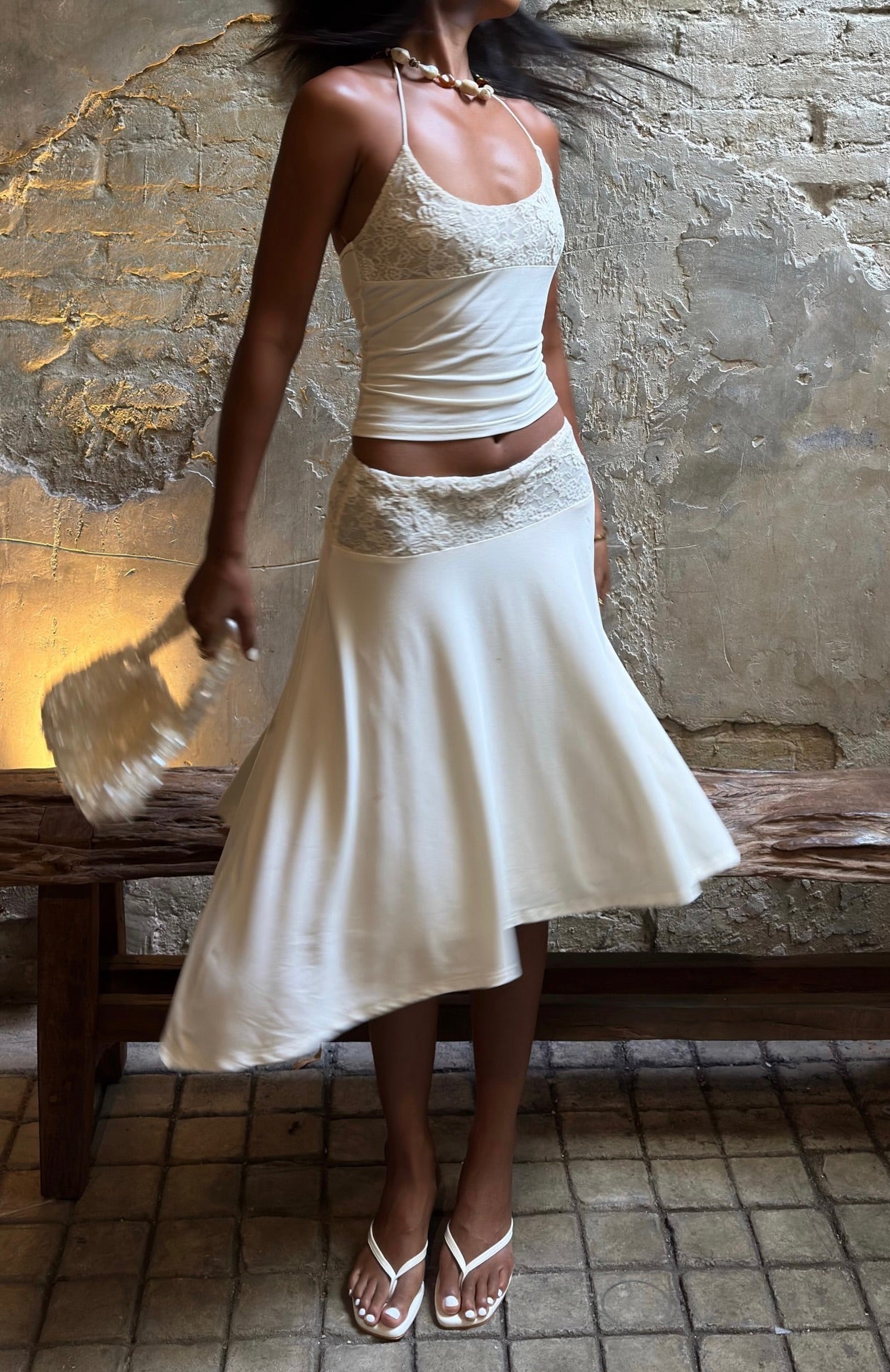 Cool Chaos Midi Skirt Off White
