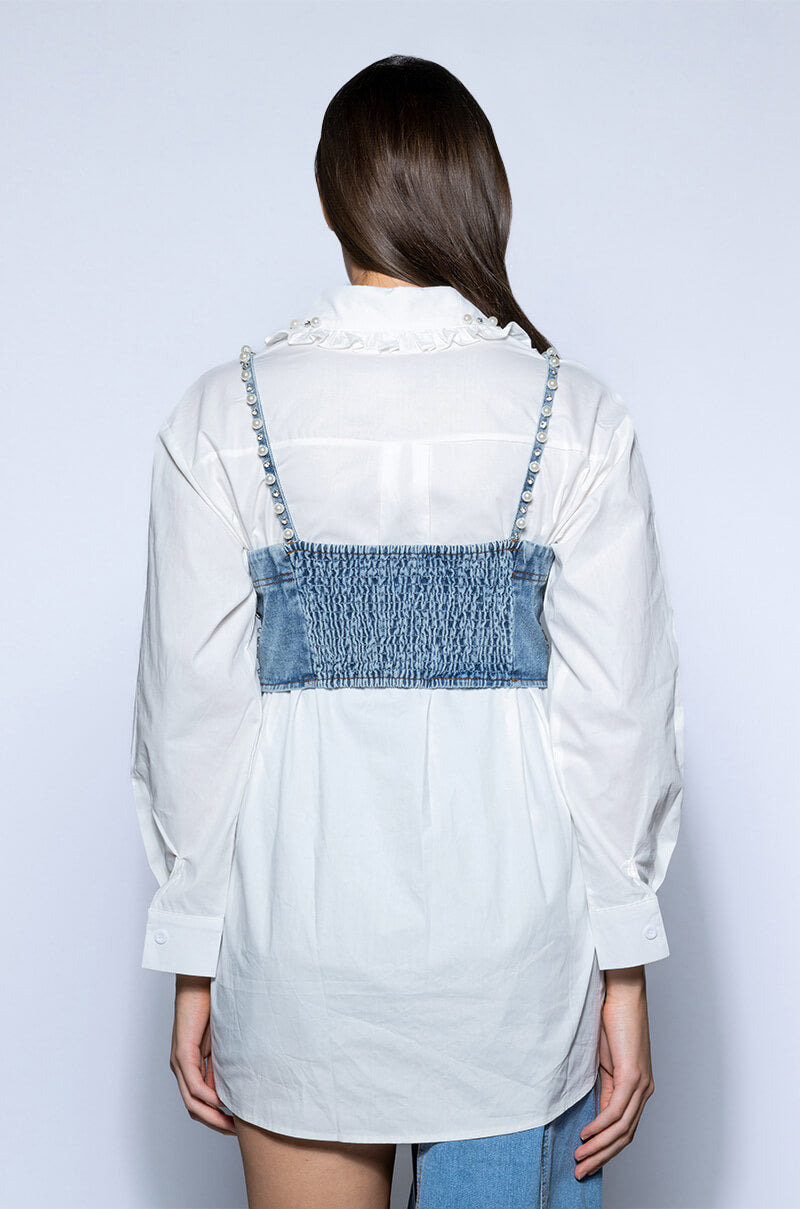 NASHVILLE NIGHTS EMBELLISHED BUTTON DOWN TOP