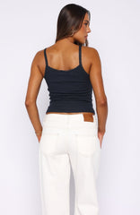 Holding On To You Lace Trim Top Navy