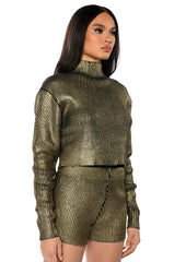 NEBULA COATED METALLIC KNIT SHORT