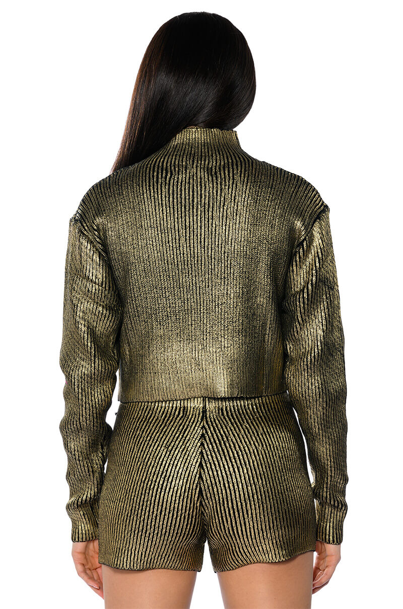 NEBULA METALLIC COATED TURTLENECK SWEATER