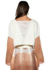 NEED A FLIGHT FRINGE CROP CARDIGAN