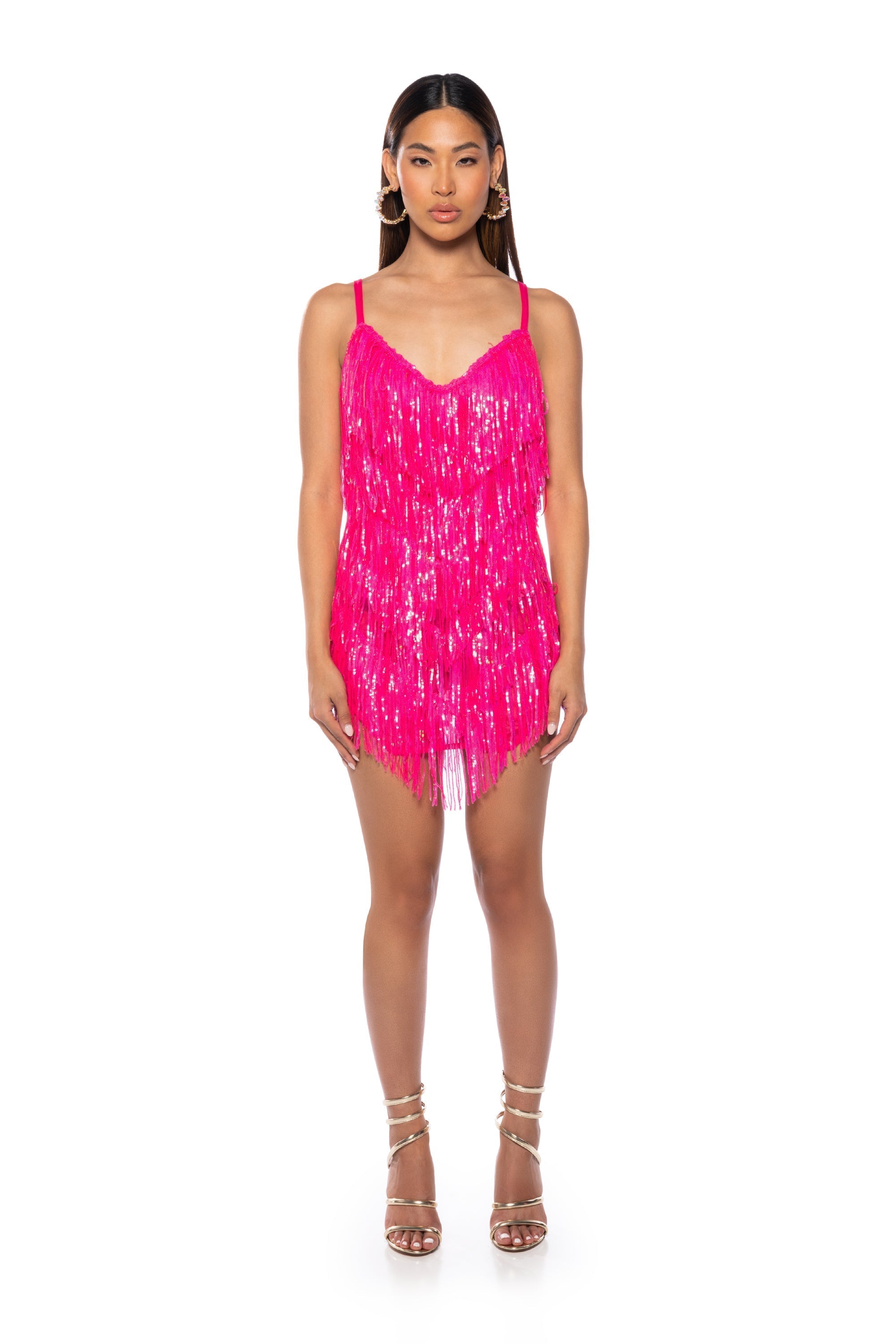 NEVER ENDING NIGHTS SPARKLE MINI DRESS IN PINK